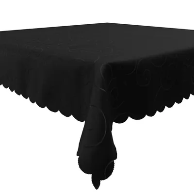 Produktbild von Tischdecke schwarz 130x260 cm eckig damast Ornamente bügelfrei fleckenabweisend
