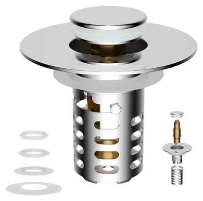 Image de Filtre pop-up 3-en-1 - Bouchon de lavabo en acier inoxydable - Pour lavabos