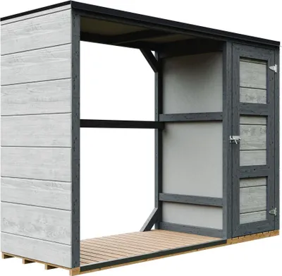 Produktbild von Brennholzlagerschuppen - 75 x 217 x H159 cm - Werkzeug- und Holzschuppen 1,09 m² + 0.53 m² - TIMBELA M981 - TUNDRA CAVERN