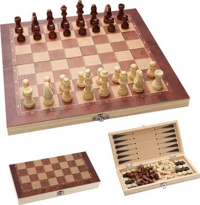 Produktbild von Schachspiel Figuren 29*29CM Reisefreundliche Handarbeit klappbar 3 in 1 Schach