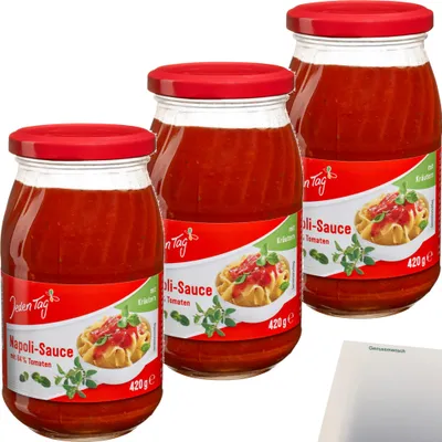 Produktbild von Jeden Tag Nudelsauce Napoli 3er Pack (3x420g Glas) + usy Block
