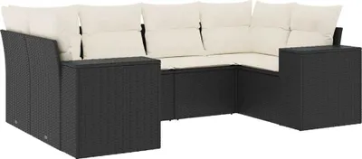 Produktbild von vidaXL 6-tlg. Garten-Sofagarnitur mit Kissen Schwarz Poly Rattan