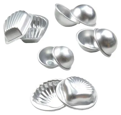 Produktbild von 10 Stück Badebomben-Formen, 5 Formen, Metall-Badebomben-Herstellung zum Basteln, DIY-Badebomben-Bastelpressform für handgemachte Seifen, Kerzen, Kuchen, Eiscreme, Backen, Bastelbedarf