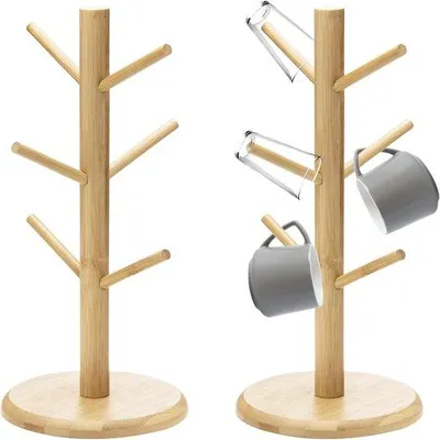 Produktbild von Famanu Bamboe Becherhalter mit 6 Haken - Küchenorganizer