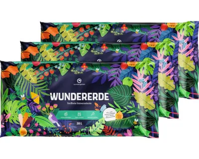 Produktbild von Wundererde 3x20 L torffreie Universalerde mit Pflanzenkohle