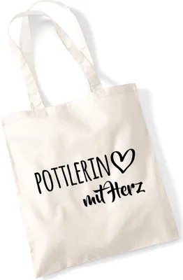 Produktbild von Huuraa Jutebeutel Pottlerin mit Herz 10 Liter Natural Baumwolle Tasche Geschenkidee