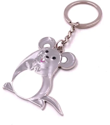 Immagine prodotto di Onwomania portachiavi grigio mouse spesso carino argento ciondolo portachiavi