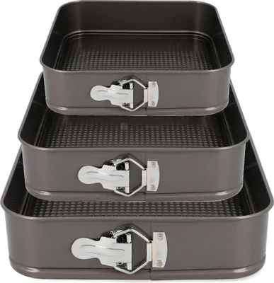 Produktbild von Kuketo | Backformen Set - 3 Stück - Viereckig - Hochwertiges Backzubehör - Für kreative Tortenkreationen