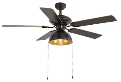 Immagine prodotto di Ventilatore a soffitto nero con dettagli beige, diametro 130 cm, con corda di comando, modello Mistral Magna