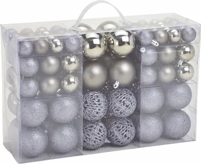 Obrázek produktu pro Vánoční ozdoby odolné proti rozbití - 100ks 3/4/6cm - barva: ŠEDÁ