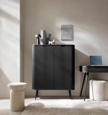 Produktbild von Highboard – Kommode – Kommode mit Türen – ZOVA K-103 – Schwarz – Modernes Stauraummöbel mit elegantem Design für