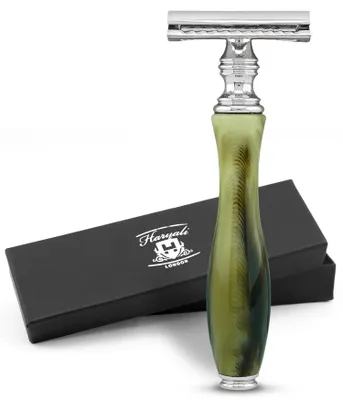 Produktbild von Nassrasierer mit zwei Klingen für Damen und Herren, Premium-Harzgriff pack, Rutschfester, verstellbarer Nassrasierer aus hochwertigem Messingharz