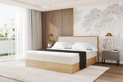 Produktbild von ALTDECOR BOXSPRINGBETT mit 2xBettkasten und Lattenrost, Topper, Boxbett, Polsterbett mit Bettkasten mit Stauraum und Kopftei mit Matratze H4 - LOLLI9 140x200 Hellbeige