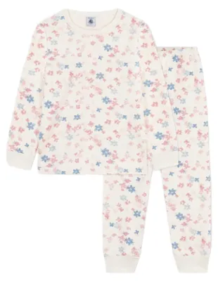 Immagine prodotto di Pigiama per bambina Petit Bateau, modello Cingu_h25, colore bianco/multicolore, taglia 3 anni
