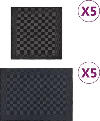 Produktbild von 10-tlg. Handtuch-Set Schwarz und Grau Baumwolle