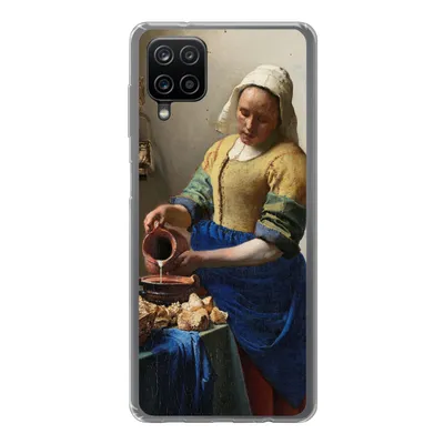 Produktbild von MuchoWow® Handyhülle Schutzhülle Hülle für Samsung Galaxy A12 Das Milchmädchen - Gemälde von Johannes Vermeer Silikon Softcase Handy Hülle - Bild