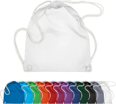 Produktbild von Baumwoll Turnbeutel 37x46 Sportbeutel Zuziehbeutel Gym Sack Schuhbeutel Rucksack, in Farbe: Weiß