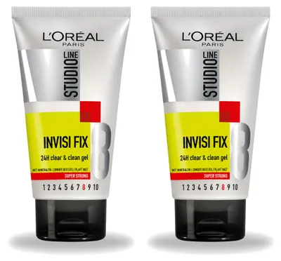Immagine prodotto di 2 x L'Oréal Paris Studio Line Invisi Fix, gel fissante trasparente e leggero, 24 ore, 150 ml - confezione vantaggiosa - 2 pezzi