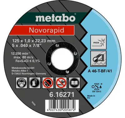 Zdjęcie produktu dla Metabo Novorapid 125x1,0x22,23 Inox