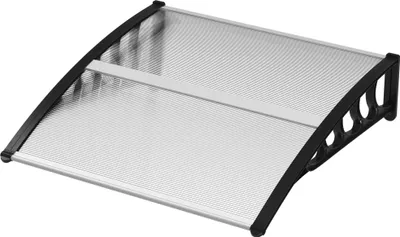 Produktbild von Vordach für Haustür/Fenster, wetterfest, transparent, Aluminium/Polycarbonat, 103x96,5x27cm, Schwarz