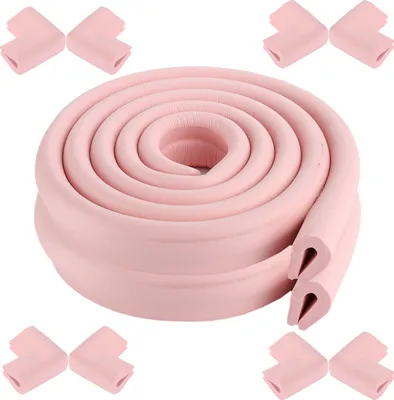Image de CANDeal 4 mètres de protection de bords en forme de U et 8 x kit de protection de coins, facile à installer, mousse de première qualité haute densité protection bébé outil ménager pour table, banc et autres meubles de maison - Rose
