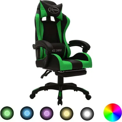 Produktbild von "2024"cloris Gaming-Stuhl mit RGB LED-Leuchten Grün und Schwarz Kunstleder - Bürostühle CHY79991732