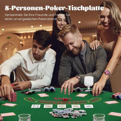 Image de Tapis de poker 120 x 120 cm Housse de table de poker Texas Holdem pliable pour 8 joueurs avec porte-gobelets vert
