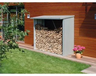 Obrázek produktu pro Přístřešek na dřevo Biohort WoodStock 230 plechový 229 x 102 x 199 cm stříbrný metalický