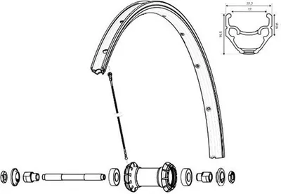 Image de Mavic Crossride Ub/ub Disc 26 2008 Avant/arrière Gauche Rayons 10 unités Noir 253 mm Noir 253 mm