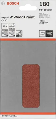 Produktbild von Schleifblatt C430, 93 x 186 mm, 180, 8 Löcher, 10er-Pack