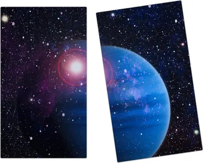 Produktbild von Spritzschutz Herdabdeckplatte Schneidebrett aus Glas Planet im Weltall 2-Teilig (60x52cm)