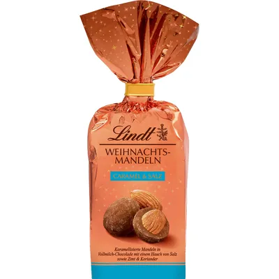 Zdjęcie produktu dla Lindt Migdały świąteczne karmel i sól z czekoladą 100g