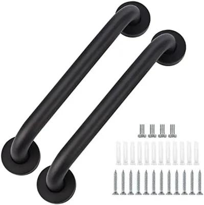 Productafbeelding van PromoHome® Badgreepset – 2-delige antislipgreep voor veiligheid, 30 cm, zwart