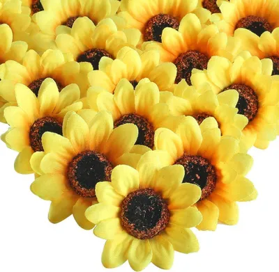 Produktbild von Künstliche Sonnenblumenköpfe, 50 Stück, 8 cm, für Tischdekoration