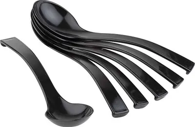 Produktbild von APS Feinkostlöffel aus schwarzem SAN-Kunststoff 6er Set Löffelmaß Ø 6 cm, Länge 23 cm
