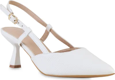 Produktbild von VAN HILL Damen Slingpumps Pumps Spitze Stiletto Prints Schuhe 841709, Farbe: Weiß, Größe: 38