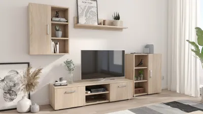 Zdjęcie produktu dla Per La Vita Meblościanka Ikar dąb sonoma, Zestaw mebli, Meble do salonu, pokoju, Nowoczesne meble, RTV, szafka, półka