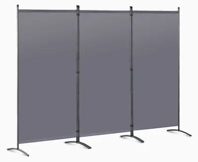 Immagine prodotto di Paravento pieghevole - 3 pannelli - Grigio - 243 x 169 cm - Divisorio per interni