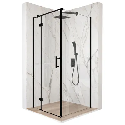 Obrázok produktu pre Sprchový kút 70x70cm otočné dvere čierne ESG 6mm sklo + povrchová úprava