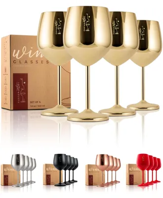 Produktbild von Solidchoice – Set aus 4 robusten Weinbechern aus Edelstahl, ideal für den Außenbereich und Camping