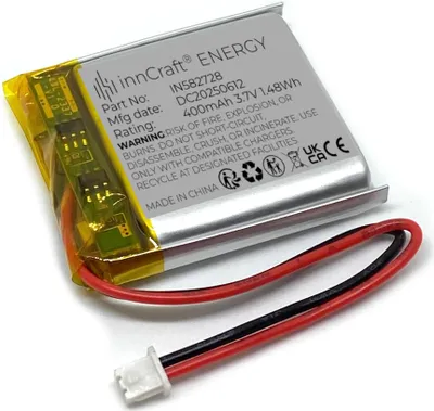 Obrázek produktu pro innCraft Energy 400mAh 3,7V lithium-polymerová baterie, 28x27x6 model 582728, konektor Molex 51021-020 1,25 mm 2P