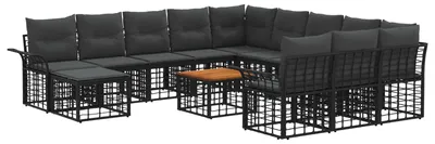 Produktbild von Gartensofa-set 13-tlg. Schwarz und Dunkelgrau Poly Rattan