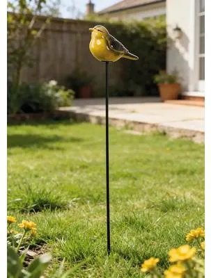 Produktbild von Gartenstecker Lafiora Vogel Metall Keramik 14 x 7 x 95 cm gelb