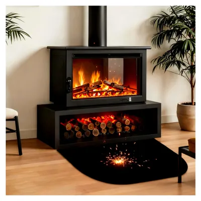 Produktbild von Feuerfeste Kaminmatte, 100 x 50 cm, Funkenschutzplatte für Kaminofen, Feuerschutzmatte für Holzofen zum Schutz des Bodens vor Funken