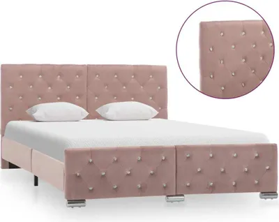 Image de vidaXL Cadre de lit rose Tissu 140 x 200 cm