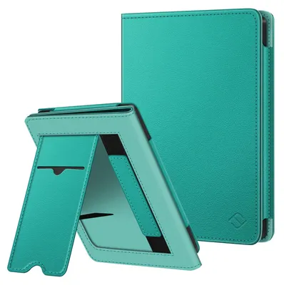 Produktbild von Fintie Hülle für Tolino Shine Color/Shine 5(2024)/Shine 4(2022) & Kobo Clara Colour/Clara BW(2024)/Clara 2E(2022) - Kickstand Hülle mit Kartenfach Handschlaufe und Auto Sleep/Wake, Jadegrün