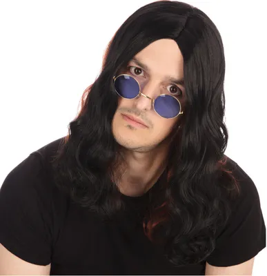 Produktbild von Schwarze Langhaar-Rockerperücke
