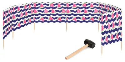 Produktbild von Garronda Strand Windschutz Sichtschutz 10m lang plus Gummihammer GAEX001 (Wassermelone-2, 10 m)