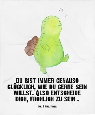 Produktbild von Mr. & Mrs. Panda Erstlingsdecke Schildkröte Pfeifen - Weiß - Geschenk, Schmusedecke, Babydecke, Plaid, Schlummerdecke, Depression, Fleecedecke, Schildkröten, Trennung