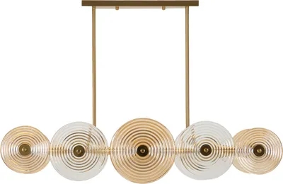 Image de Lustre Venice Glam 116 Cm - Plafonnier 7 Lumières En Métal Doré Et VerreReproductioné, Design Géométrique - 20 W E14